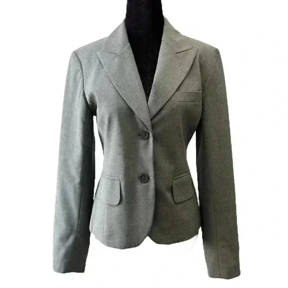 Michael Kors Grey Blazer Fitted Single Breasted Classic Size 4 - Picture 2 of 16